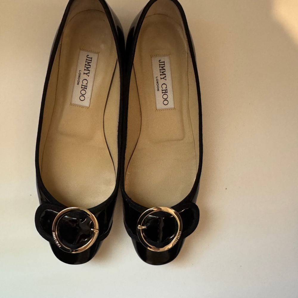 Jimmy Choo Black Loafers with Gold Accent